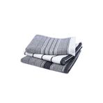 Ecocotton 40x60 cm 3'lü %100 Pamuklu İplik Boyalı Özel Dokuma Siyah Krem Elis Kurulama Havlusu