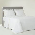 Ecocotton Adelya Battal Boy Nevresim Takımı %100 Organik Pamuk Keten Brodeli Krem 240X220 cm - 240 x 220 cm