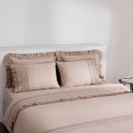 Ecocotton Adelya Çift Kişilik Nevresim Takımı %100 Organik Pamuk Keten Brodeli Pudra 200X220 cm - 200 x 220 cm