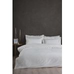 Ecocotton Ahter 240X220 cm Battal Boy 100 Organik Pamuk Saten Brodeli Krem Nevresim Takımı