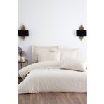 Ecocotton Ahter Çift Kişilik %100 Organik Pamuk Saten Brodeli Bej 200x220 cm Nevresim Takımı