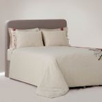 Ecocotton Charla Battal Boy Nevresim Takımı %100 Organik Pamuk Kenevir Karışımlı Ekru-Kırmızı 240X220 cm - 220 x 240 cm