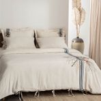 Ecocotton Charla Çift Kişilik Nevresim Takımı %100 Organik Pamuk Kenevir Karışımlı Ekru-Lacivert 200X220 cm - 200 x 220 cm
