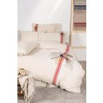 Ecocotton Charla Ekru Kırmızı 200x220 cm Çift Kişilik Nevresim Takımı
