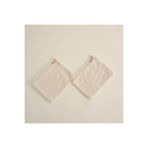 Ecocotton Çizgili Kapama Bordürlü 15x20 cm Bukle 2'li Set Krem Havlu Banyo Kesesi