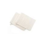 Ecocotton Çizgili Kapama Bordürlü 15x20 cm Bukle 2'li Set Krem Havlu Banyo Kesesi