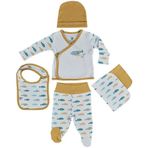 Ecocotton Dodo Sarı Organik Pamuk 5 Parça Bebek Zıbın Seti