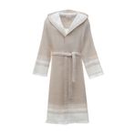 Ecocotton Erva Erkek Bornoz %100 Organik Pamuk Keten Melanj Bej