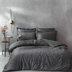 Ecocotton Güz Çift Kişilik Nevresim Takımı %100 Organik Pamuk Saten Brodeli Antrasit Ck