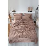 Ecocotton Havin Cift Kisilik Nevresim Takimi %100 Organik Pamuk Saten Parca Boya Bej 200X220 Cm