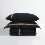 Ecocotton Hazar Battal Boy Nevresim Takımı %100 Organik Pamuk Saten Parça Boya Siyah 240X220 cm