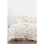 Ecocotton Lal Çift Kişilik %100 Pamuk Keten Panç Nakışlı Bej 200x220 cm Nevresim Takımı