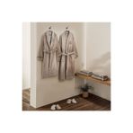 Ecocotton Latifa Aile Bornoz Seti %100 Organik Pamuk Nakışlı Bej/Bej - M/L