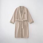 Ecocotton Latifa Erkek Bornoz %100 Organik Pamuk Nakışlı Bej - 2XL