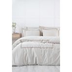 Ecocotton Lavin Bej-Gold Çift Kişilik %100 Organik Pamuk Nakışlı Nevresim Takımı - 200 x 220 cm