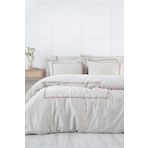Ecocotton Lavin Çift Kişilik %100 Organik Pamuk Saten Nakışlı Bej-Gold 200x220 cm Nevresim Takımı