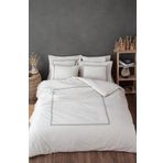 Ecocotton Lavin Çift Kişilik %100 Organik Pamuk Saten Nakışlı Bej-Gri 200x220 cm Nevresim Takımı