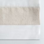Ecocotton Leda Battal Boy Nevresim Takımı %100 Organik Pamuk Keten Nakışlı Krem 240X220 cm - 240 x 220 cm