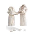 Ecocotton Leyna Aile Bornoz Seti %100 Organik Pamuk Nakışlı Krem/Krem- M/L
