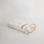 Ecocotton Leyna El Yüz Havlusu Kadın %100 Organik Pamuk El Nakışlı Krem 50X90 cm - 50 x 90 cm