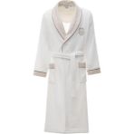 Ecocotton Leyna Erkek Bornoz %100 Organik Pamuk Nakışlı Krem - 2XL