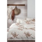 Ecocotton Libera Çift Kişilik Nevresim Takımı %100 Organik Pamuk Keten Süzene Nakışlı Krem-Terra 200x220 Cm