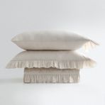Ecocotton Liora Battal Boy Nevresim Takımı %100 Organik Pamuk Saten El Nakışlı Bej 240X220 cm - 240 x 220 cm