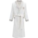 Ecocotton Liva Erkek Bornoz Pamuk Nakışlı Krem - 2XL