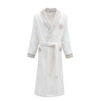 Ecocotton Liva Organik Pamuk Nakışlı Krem Erkek Bornoz