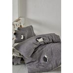 Ecocotton Migala Organik Pamuk Müslin Nakışlı Gri 100x150 cm Bebek Nevresim Takımı
