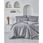 Ecocotton Pamuk Çift Kişilik Krinkıl Nevresim Takımı - Doğa Antrasit - 200 x 220 cm - Gri