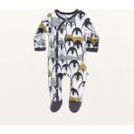 Ecocotton Pingu Bebek Tulumu %100 Organik Pamuk Penye Baskılı Antrasit - 1 - 1,5 Yaş