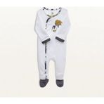 Ecocotton Pingu Bebek Tulumu %100 Organik Pamuk Penye Baskılı Beyaz - 1 - 1,5 Yaş