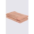Ecocotton Pure Cotton 2'li %100 Organik Pamuk Bez Bordürlü Nakışlı Kahve 30x50 cm El Havlusu Seti