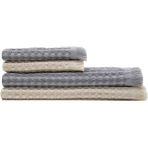 Ecocotton Seren 4'lü Havlu Seti Organik Pamıuk Waffle Pike Bej-Antrasit - 50 x 90 cm - Bej - Antrasit