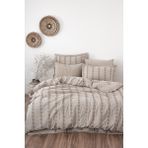 Ecocotton Sima Battal Boy Nevresim Takımı Organik Pamuk Müslin Brodeli Bej 240x220 cm - Yeşil