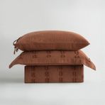 Ecocotton Sima Battal Boy Nevresim Takımı Organik Pamuk Müslin Brodeli Terra 240x220 cm - Kiremit