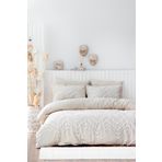 Ecocotton Talya Çift Kişilik %100 Pamuk Keten Panç Nakışlı Krem-Bej 200x220 cm Nevresim Takımı