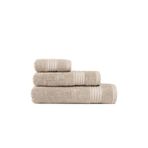 Ecocotton Venüs Bej %100 Organik Pamuk Çizgi Bordürlü 3 Parça Havlu Seti