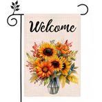 EcoEdenLandscapes Yaz Bahçe Bayrağı, SunflowerYard Bayrağı, Hava Koşullarına Dayanıklı Çuval Bezi Bahçe Bayrağı - 30,5 x 45,5 cm, Canlı Renklerde Çift Taraflı - Dış Mekan Mevsimlik Dekorasyon için Kolay Kurulum