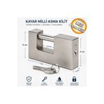 ECOLE İşyeri Kepenk Kapısı Yassı Kayar Milli Saten Asma Kilit 70 mm 3 Anahtarlı