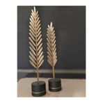 ecolia store 2’li Tüy Yaprak Bronz Dekoratif Obje Seti - Modern Salon ve Ofis Aksesuarı 29-24 cm
