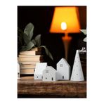ecolia store Minimalist Beyaz Tealight Ev ve Çam Ağacı Dekoratif Obje Seti - 4'lü Set
