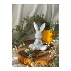 ecolia store Zen Beyaz Tavşan Biblo - Meditasyon Yapan Dekoratif Obje - Minimalist Modern Ev ve Ofis Aksesuarı