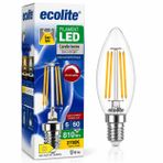 Ecolite Filament LED Mum Ampul E14 Duy 6W 810 Lümen Dim Edilebilir 2700K Sarı Işık Şeffaf Dekoratif Vintage Ampul 60W Eşdeğer C35 Candle Series (1)