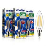 Ecolite Filament LED Mum Ampul E14 Duy 6W 810 Lümen Dim Edilebilir 2700K Sarı Işık Şeffaf Dekoratif Vintage Ampul 60W Eşdeğer C35 Candle Series (3)