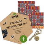 ecolly balmumu bezleri 3'lü set (S, M, L), balmumu kağıdı, Balmumu Sargı, plastik içermez ve yeniden kullanılabilir, jojoba yağı İÇERMEZ, düğme ve pamuk ipliği dahil - Patchwork