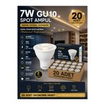 ECONA 20 Adet 7W GU10 LED Spot Ampul 4000K Doğal Günışığı 220V Enerji Tasarruflu Tavan Spot Ampul Paketi