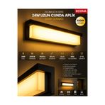 ECONA 24W Uzun Cunda LED Duvar Aplik 3000K Günışığı– Modern Şık Dış Mekan ve İç Mekan Aydınlatma,Duvar lambası,Kapı Girişi, Çok Şık Bahçe Duvar Led Aplik
