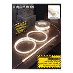 ECONA 25 METRE Neon Esnek Şerit Led( DOĞAL GÜNIŞIĞI-4000K)Işık Tak Çalıştır Tezgah ve Mutfak Aydınlatması Led Şerit COB LED ,288 LED.Çok yüksek lümen